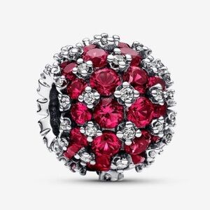 NWOT Sparkling Pavé Round Pink Charm Sterling Silver 925